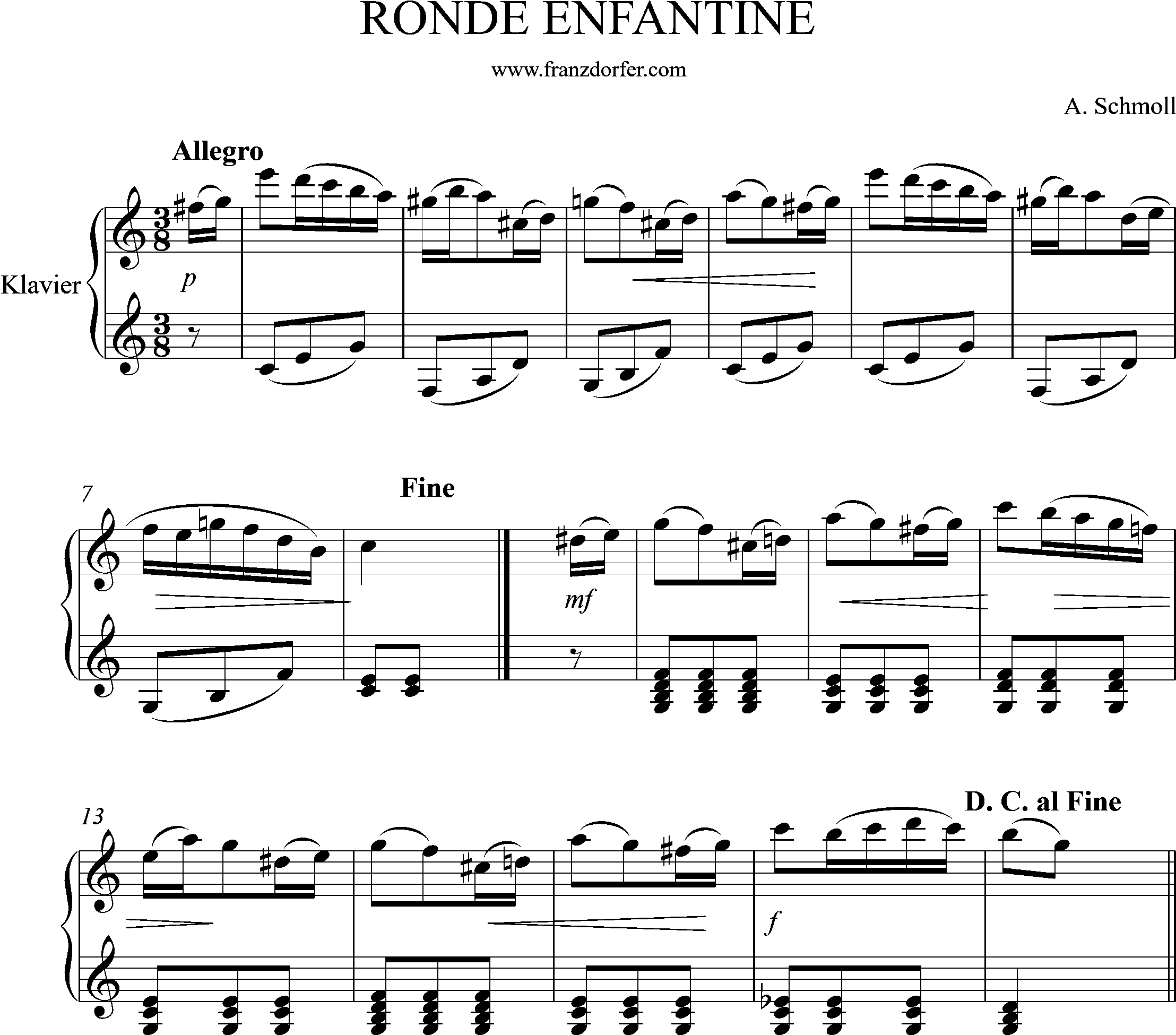 klaviernoten, Rondo enfantine